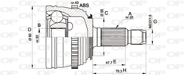 OPEN PARTS Шарнирный комплект, приводной вал CVJ5386.10